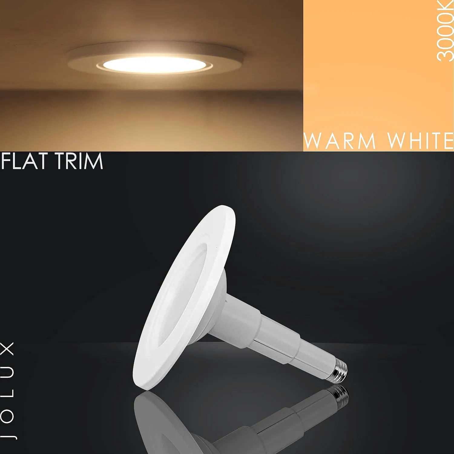 5/6 Inch LED Can Lights Adjustable Recessed Retrofit Downlight,12W=60W,3000K Warm White,800LM,Dimmable,ETL Damp Rated Replacement Recessed Lighting Install, Flat Trim, E26 Base,4-Pack