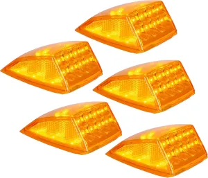 5x Super Bright Amber Yellow 17 LED Cab Marker Top Clearance Roof Lights Assembly Replacement For Semi Truck Trailer Kenworth Peterbilt Freightliner Mack Volvo International DOT