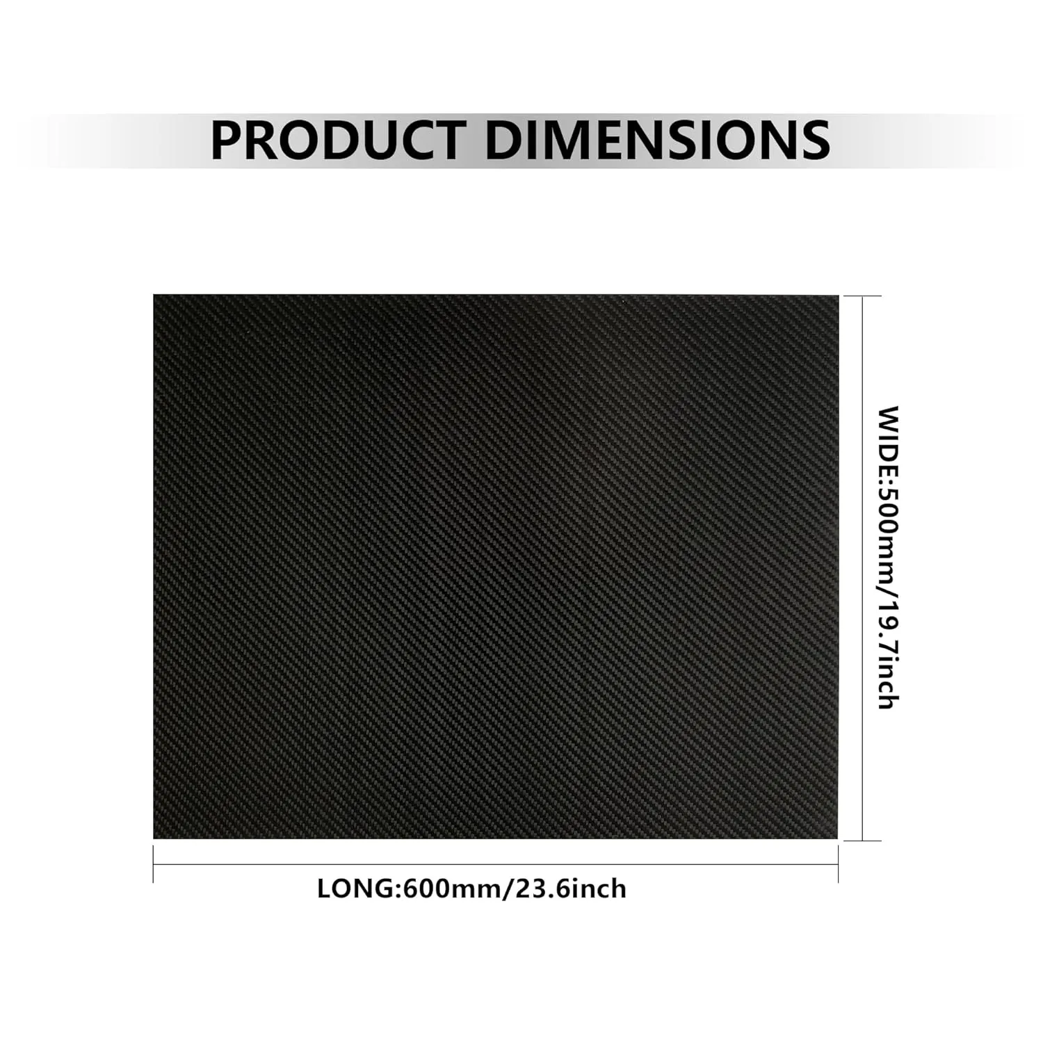 600X500X0.5MM 1.0MM 1.5MM 2.0MM 2.5MM 3.0MM 3.5MM 4.0MM 4.5MM 5.0MM 6.0MM 7.0MM 8.0MM 10.0MM Carbon Fiber Sheets 100% 3K Carbon Fiber Laminate Plate Twill Weave Panel Sheet (1, 600 * 500 * 2.0)