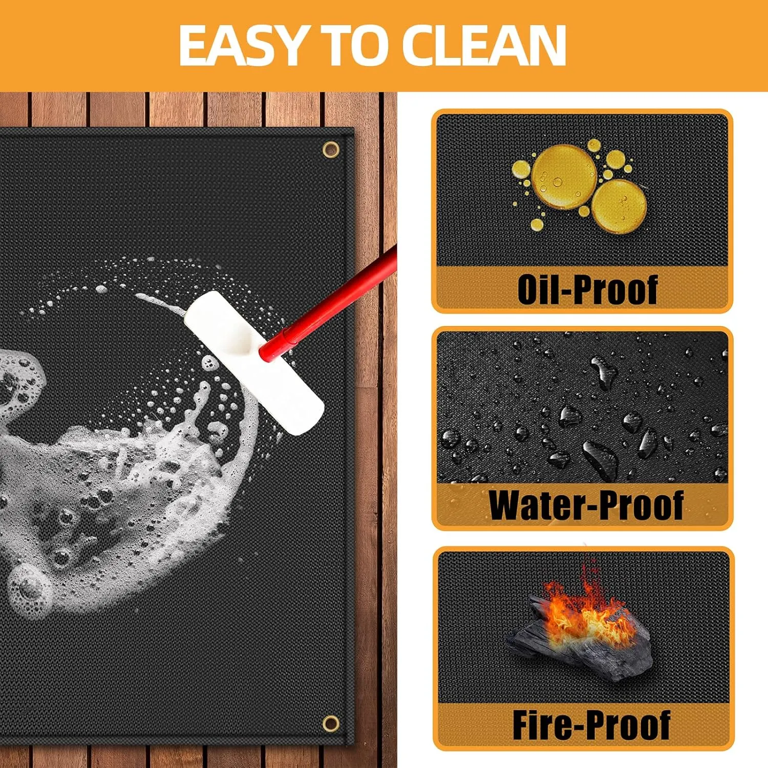 70 x 48 in Grill Mats for Outdoor Grill Compatible with Blackstone 28in & 36in Griddle, Fireproof Griddle Mats for Grilling to Protect the Deck, Griddle Accessories Compatible with Blackstone - 0.6mm