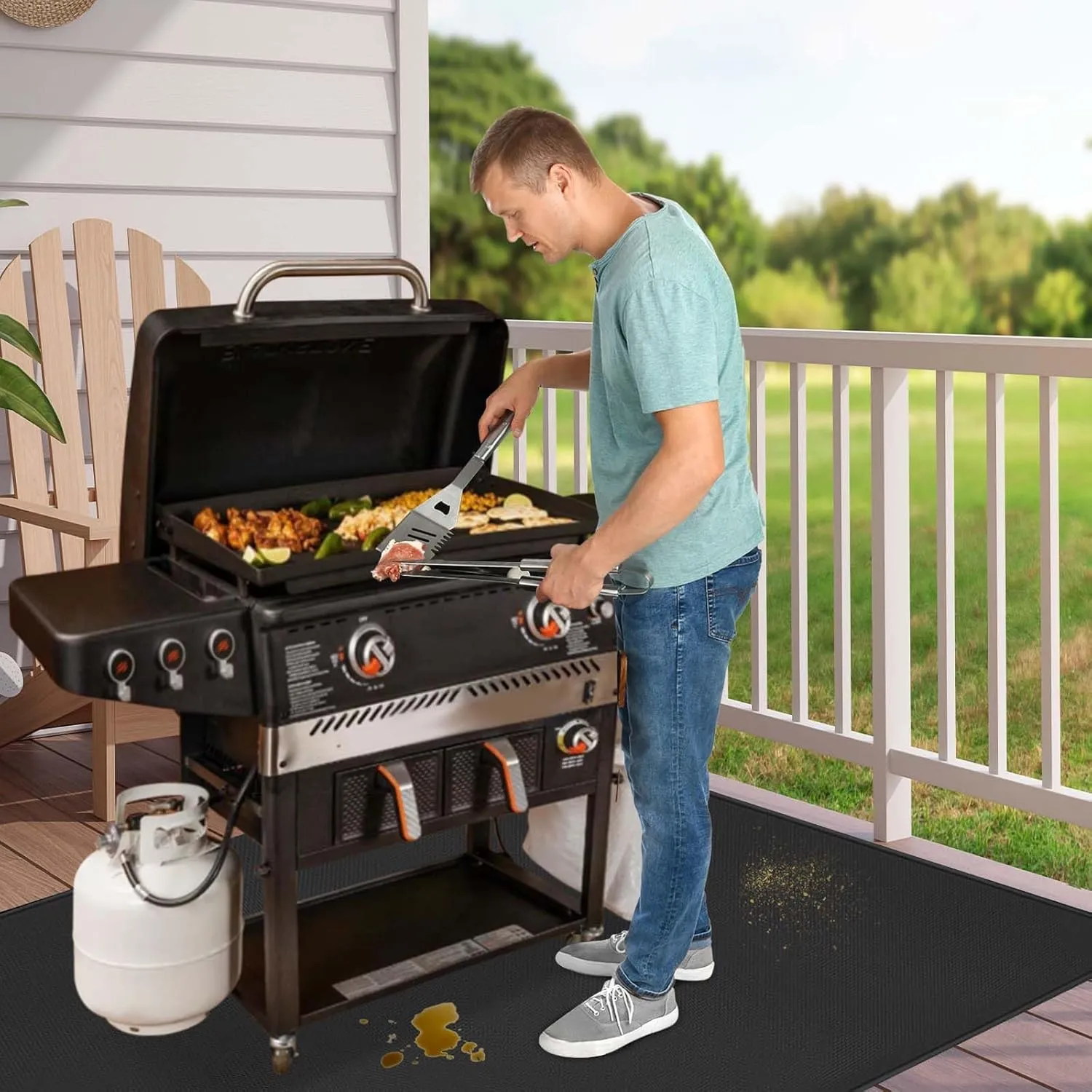 70 x 48 in Grill Mats for Outdoor Grill Compatible with Blackstone 28in & 36in Griddle, Fireproof Griddle Mats for Grilling to Protect the Deck, Griddle Accessories Compatible with Blackstone - 0.6mm