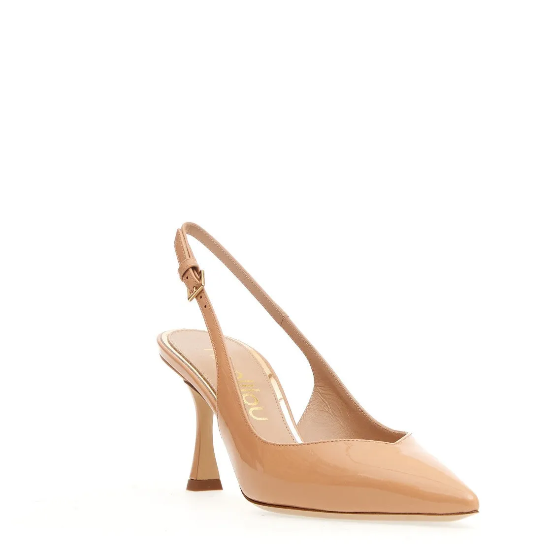 75Mm Heel Nude Patent Slingback