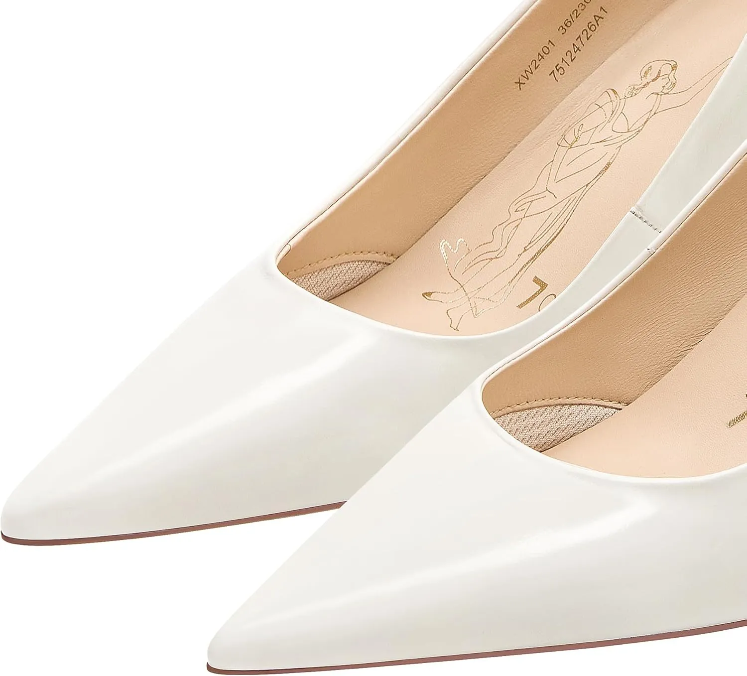 7or9 Women's Pumps Kitten Heels for Women Classic Pointed Toe Stiletto Heel Dressy Air-Touch Foam Shoes 2.75" - Red, Nude & White