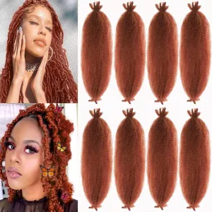 8 Packs Copper Red Pre-Separated Springy Afro Twist Hair Suitable for Damaged Soft Locs Synthetic Marley Twist Braiding for Black Women (18inch, 350#)