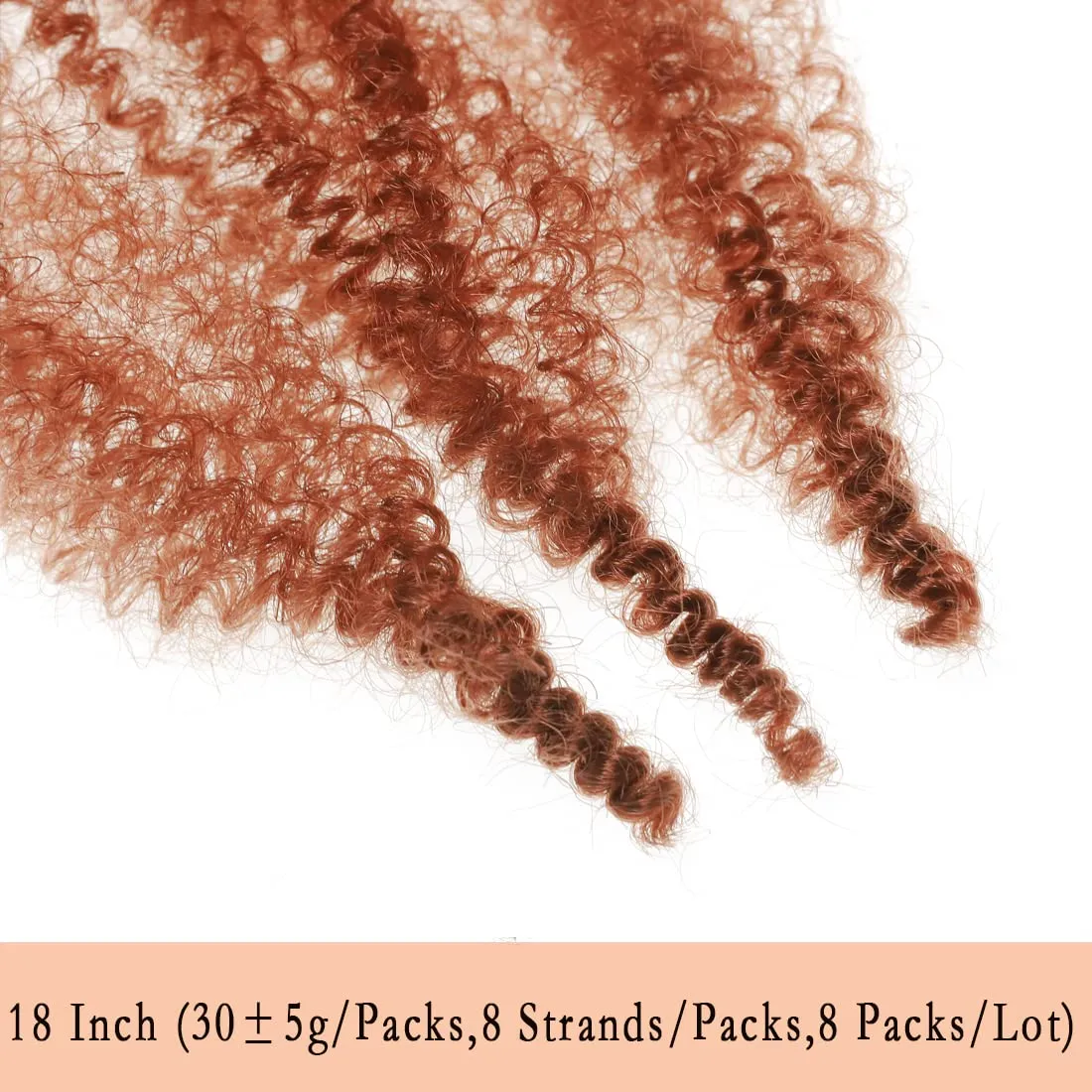 8 Packs Copper Red Pre-Separated Springy Afro Twist Hair Suitable for Damaged Soft Locs Synthetic Marley Twist Braiding for Black Women (18inch, 350#)