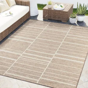 Abani Brown Area Rug – Ocean Collection – 5' x 8' Block Pattern – Indoor & Outdoor Use – UV Protected, Fade-Resistant, Easy to Clean – Durable for Patio, Deck, Entryway, or Kitchen