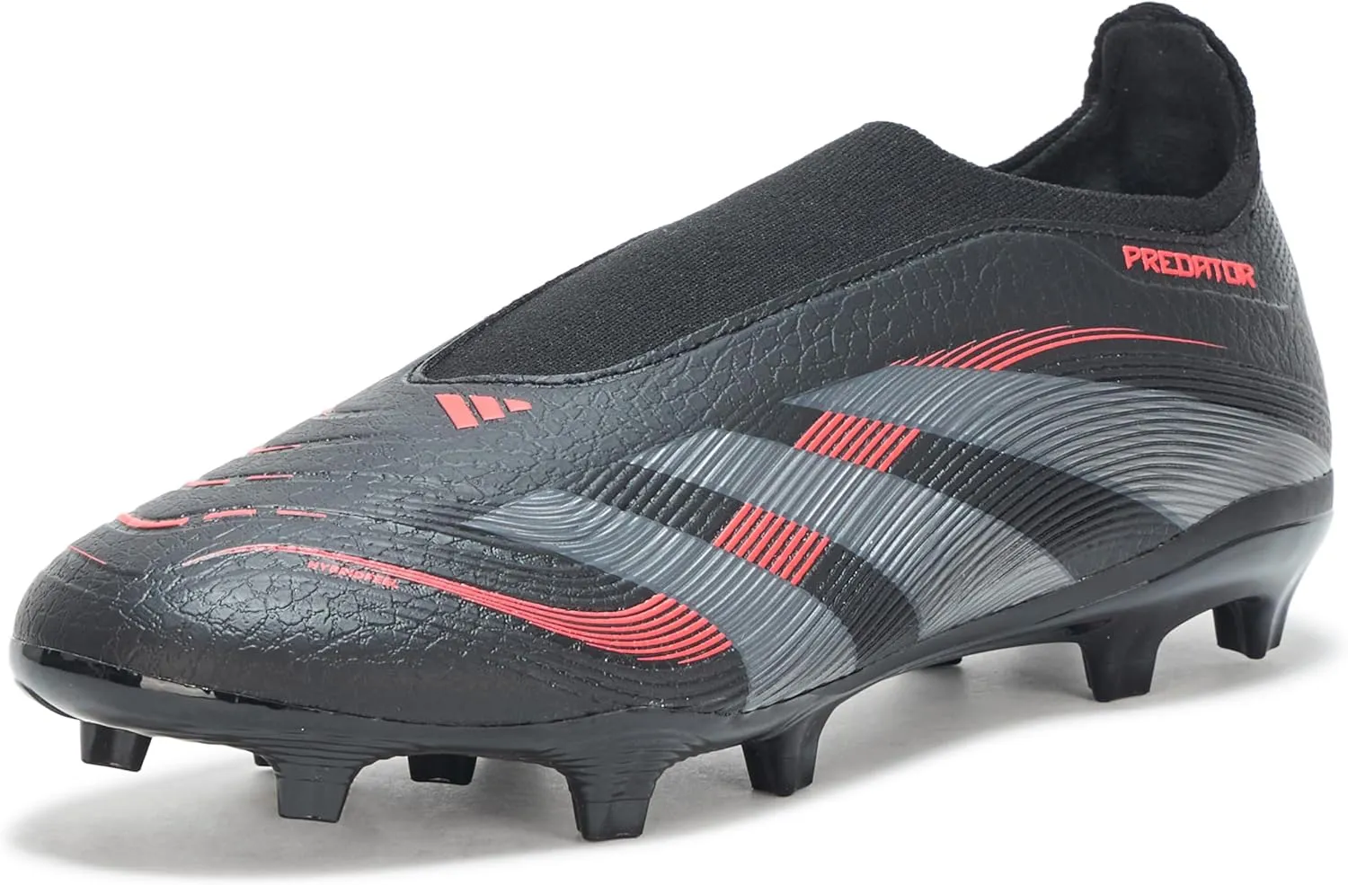 adidas Unisex Predator League Laceless Firm Multi Ground Sneaker, Black/Grey/Lucid Red, 5 US Men