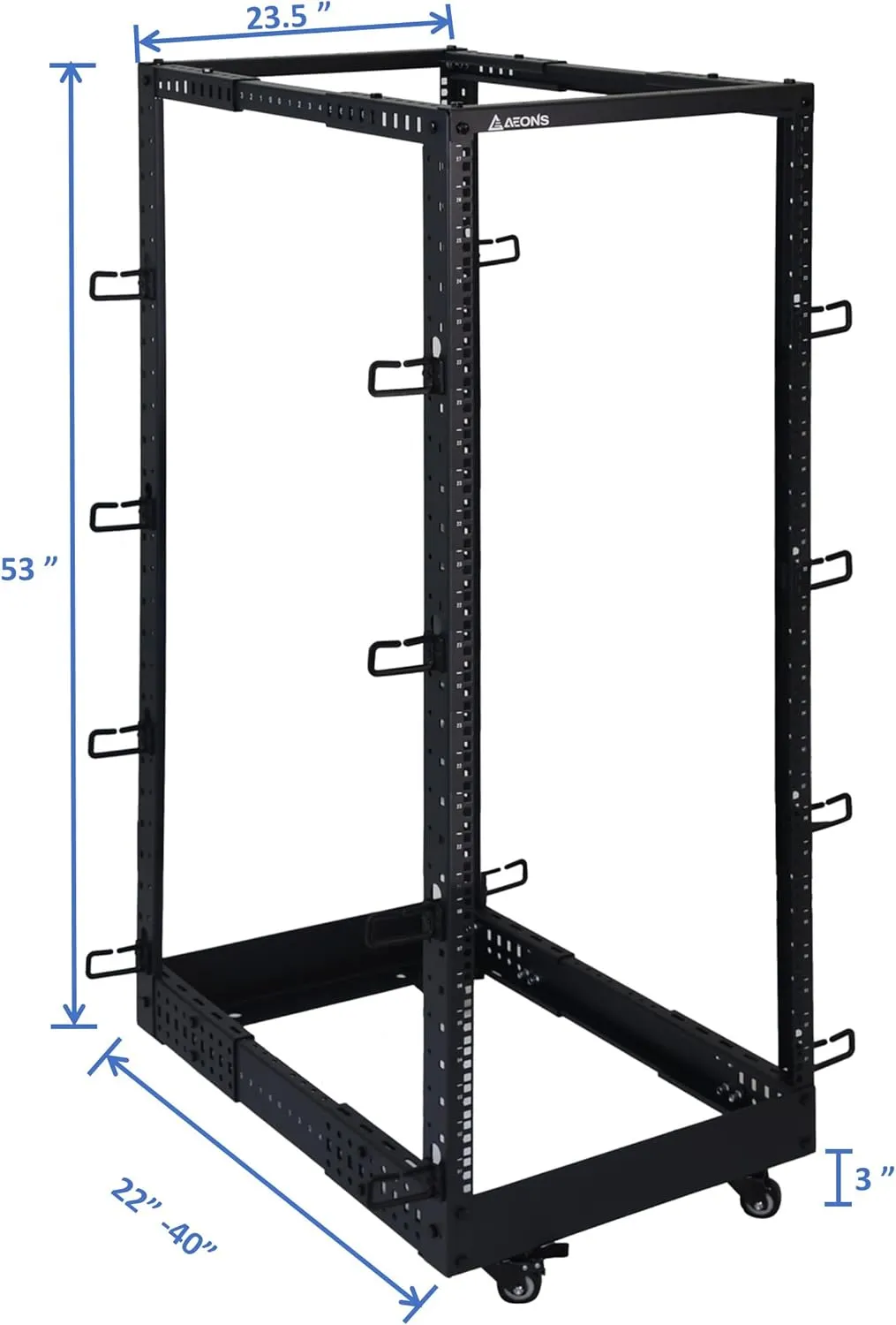AEONS 27U 4-Post IT Open Frame Server Rack 19 Inch Depth-Adjustable (22" to 40") Network Equipment AV Gear w/Casters and Cable Management