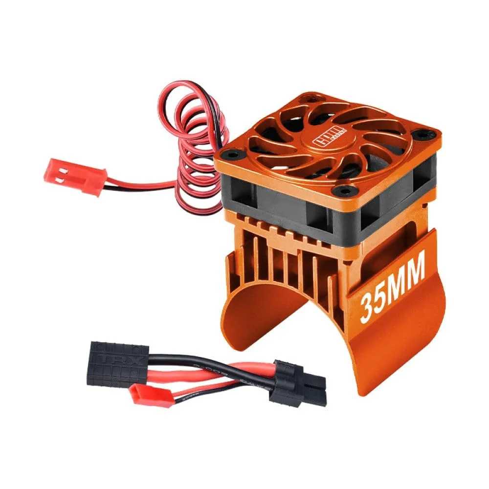 Aluminum 6061-T6 Alloy Cooling Fan with 35mm Motor Heatsink for Traxxas 1:16 Mini Maxx 4WD 107154-1 / Mini XRT VXL-3S 108076-1 Monster Truck Upgrades - Orange