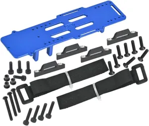 Aluminum 7075 Large Capacity Battery Compartment with ESC and Receiving Bracket for Losi 1/18 Mini LMT 4X4 Brushed Monster Truck RTR-LOS01026 Upgrades - Blue