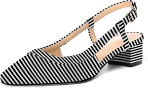 AMBELIGHT Womens Dating Patent Square Toe Buckle Adjustable Strap Sexy Block Low Heel Pumps Shoes 1.5 Inch