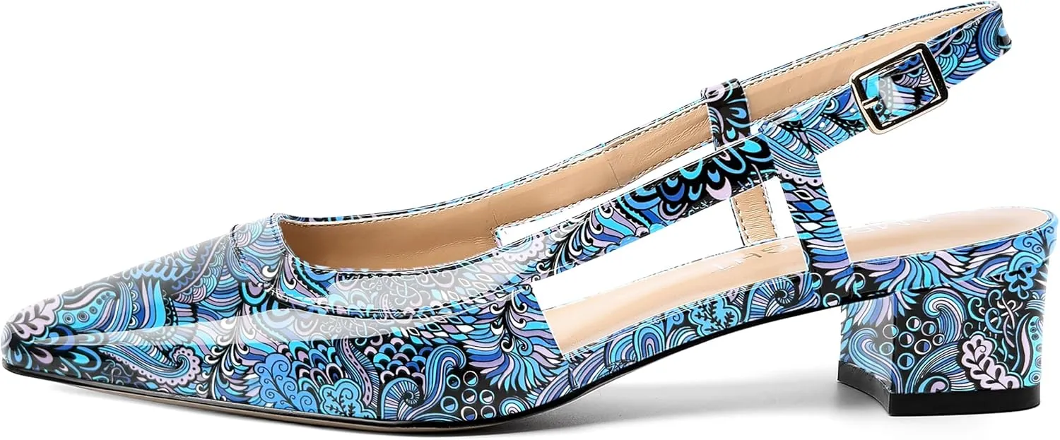AMBELIGHT Womens Dating Patent Square Toe Buckle Adjustable Strap Sexy Block Low Heel Pumps Shoes 1.5 Inch