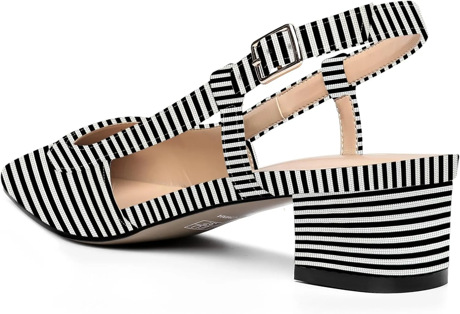 AMBELIGHT Womens Dating Patent Square Toe Buckle Adjustable Strap Sexy Block Low Heel Pumps Shoes 1.5 Inch