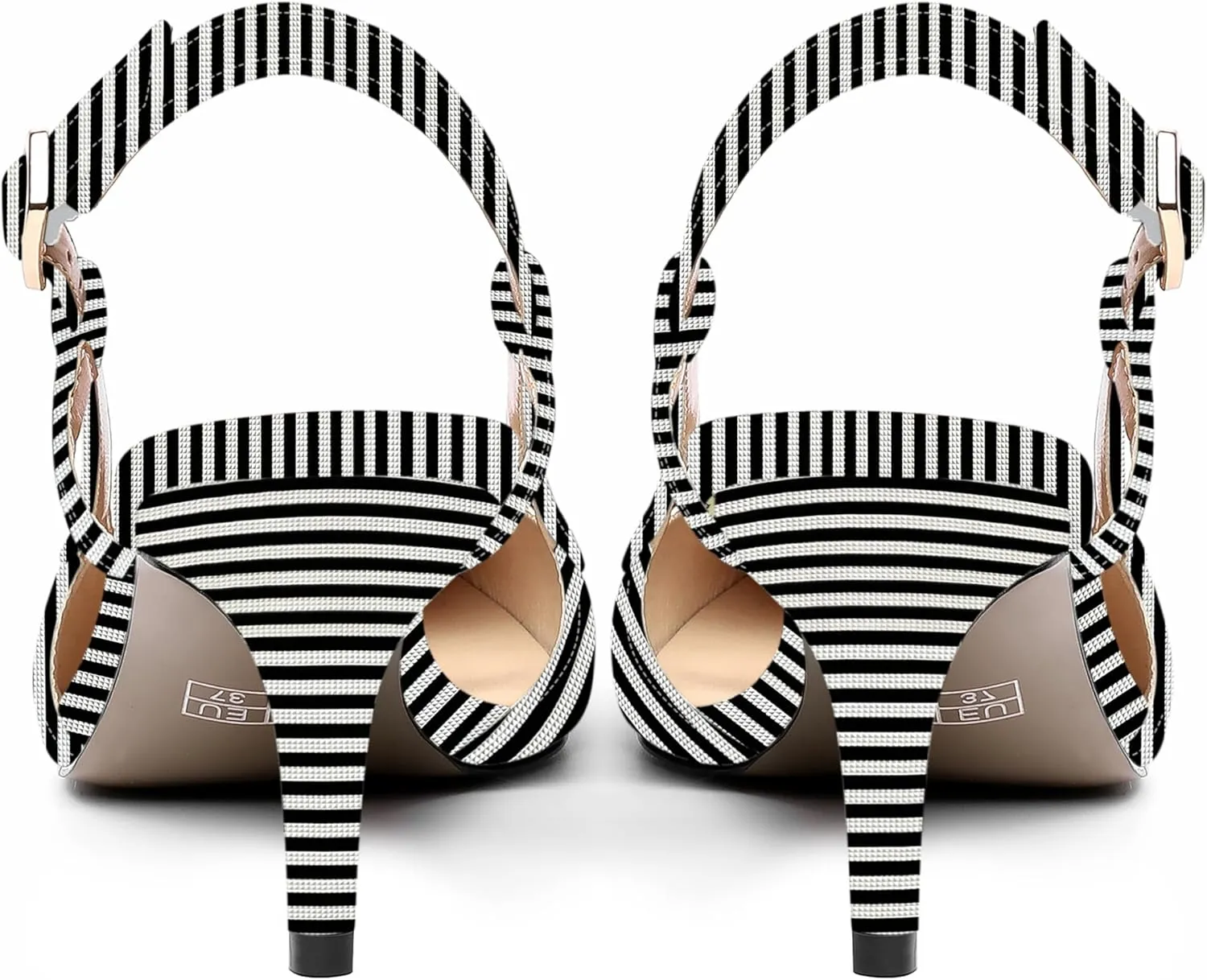 AMBELIGHT Womens Slingback Patent Dress Square Toe Buckle Dating Stiletto Mid Heel Pumps Shoes 2.5 Inch