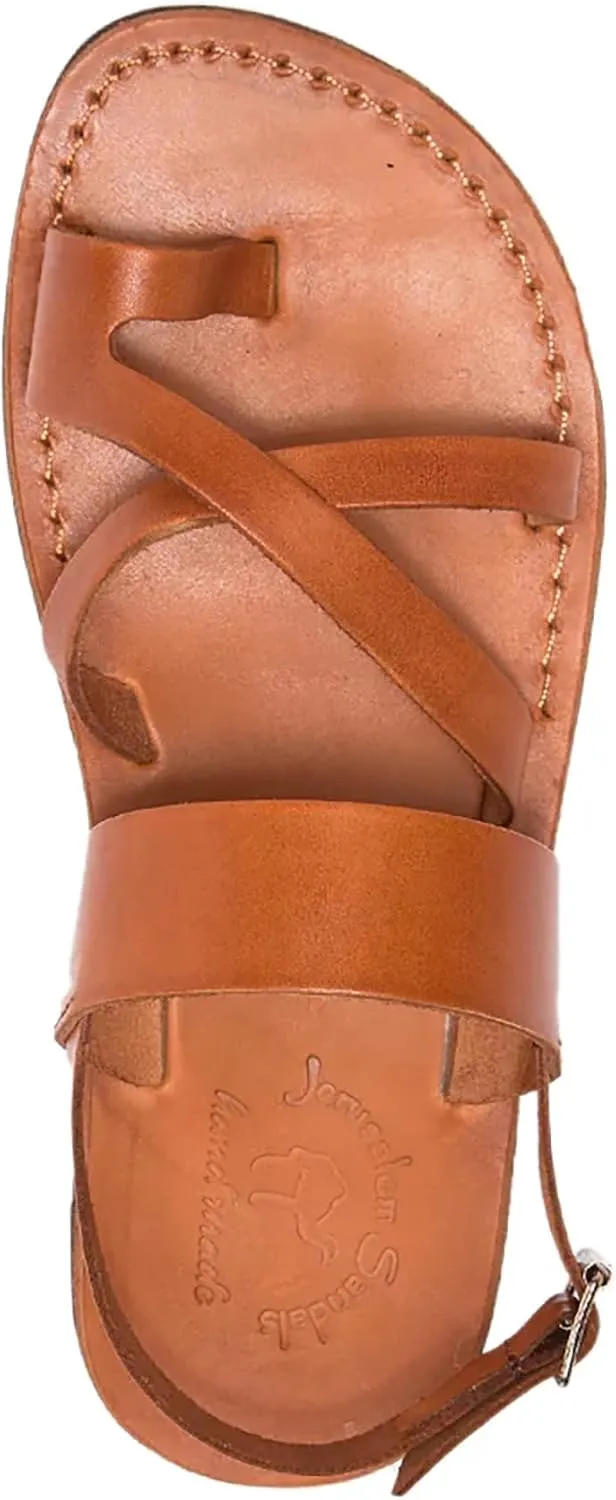 Amos - Leather Ankle Strap Flat Sandal - Mens Sandals