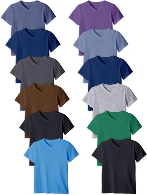 Andrew Scott Boys'12 Pack V Neck T Shirt Cotton Color Undershirts - Bonus Pack of 12