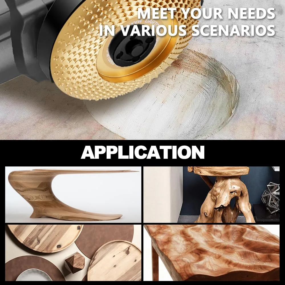 Angle Grinder Wood Carving Disc 5PCS DARTOTEK Wood Shaper Carving Wheel Set，for 4 inch or 4-1/2 inch Angle Grinder with 5/8 inch Arbor Stump Grinding Shaping Disc Wood Shaping Tools Attachments
