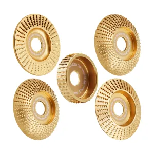 Angle Grinder Wood Carving Disc 5PCS DARTOTEK Wood Shaper Carving Wheel Set，for 4 inch or 4-1/2 inch Angle Grinder with 5/8 inch Arbor Stump Grinding Shaping Disc Wood Shaping Tools Attachments