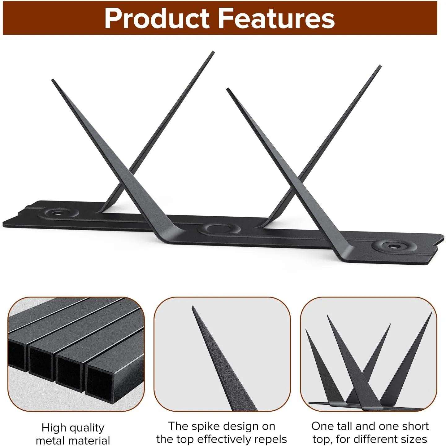 Anti Climb Security Spikes for Outdoor Walls，Intruder, Thief, and Animal Deterrent Spikes, Suitable for Home and Garden Fences, Fits Various Lengths - Heavy Duty. (B 6PCS Total Length: 42.5 in)