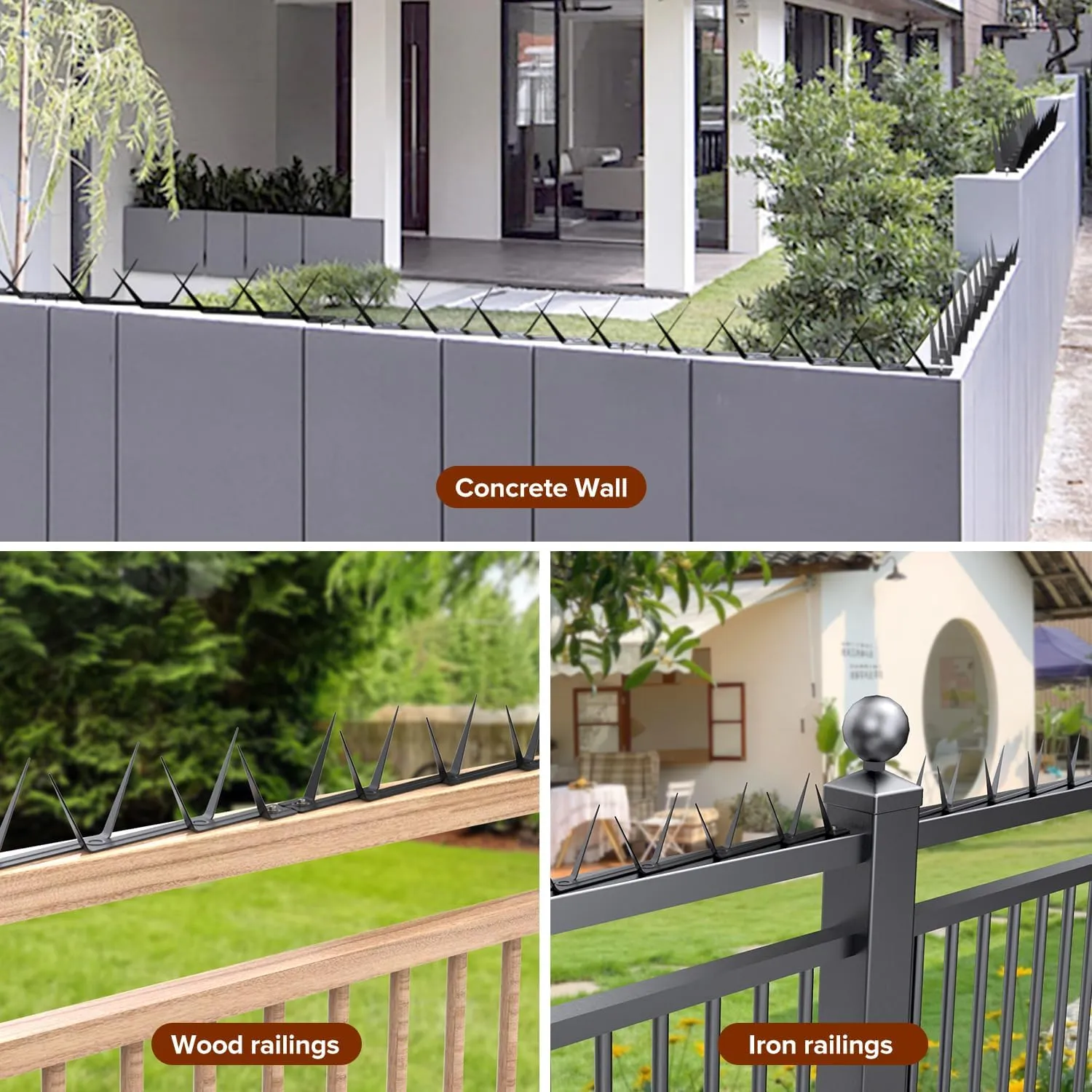 Anti Climb Security Spikes for Outdoor Walls，Intruder, Thief, and Animal Deterrent Spikes, Suitable for Home and Garden Fences, Fits Various Lengths - Heavy Duty. (B 6PCS Total Length: 42.5 in)