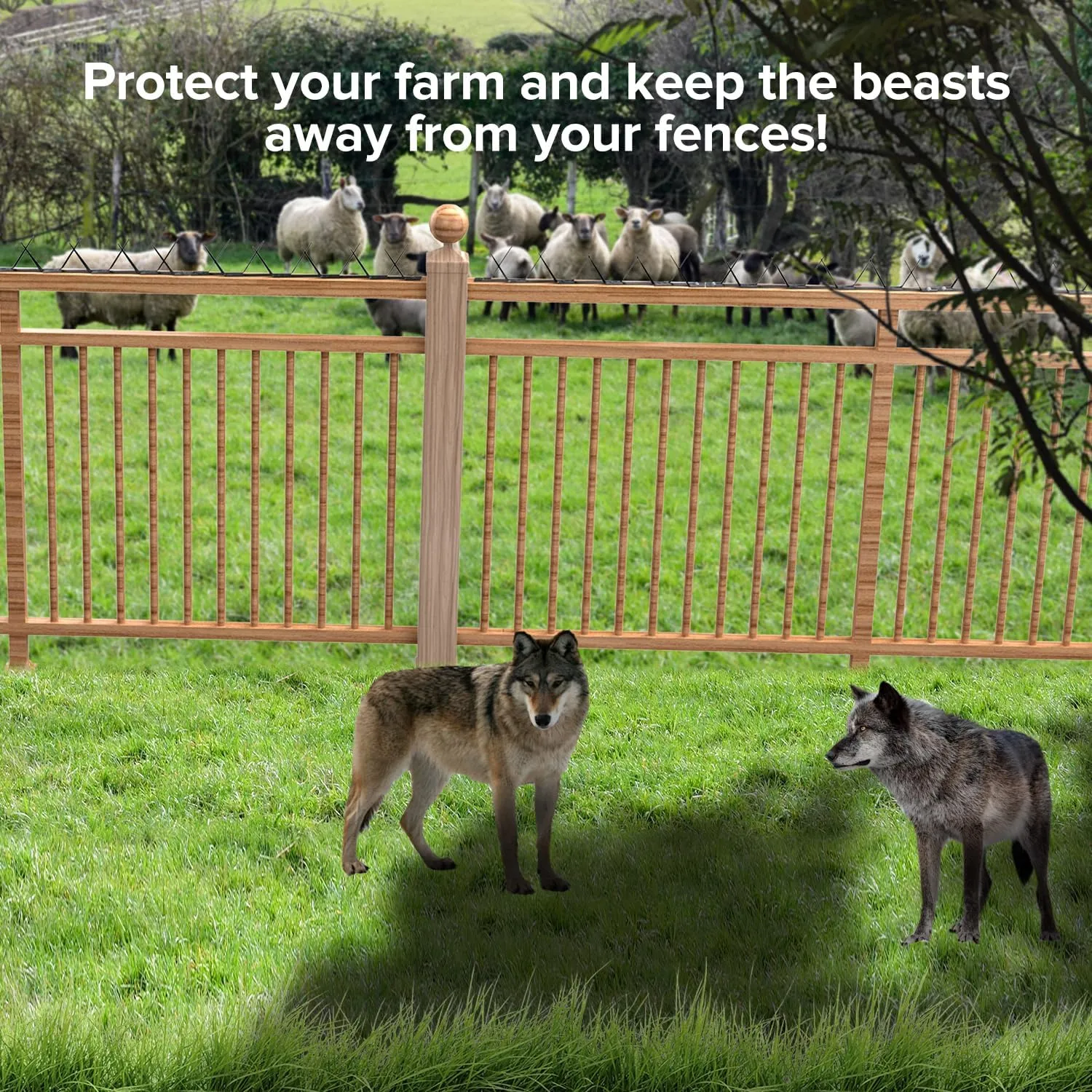 Anti Climb Security Spikes for Outdoor Walls，Intruder, Thief, and Animal Deterrent Spikes, Suitable for Home and Garden Fences, Fits Various Lengths - Heavy Duty. (B 6PCS Total Length: 42.5 in)