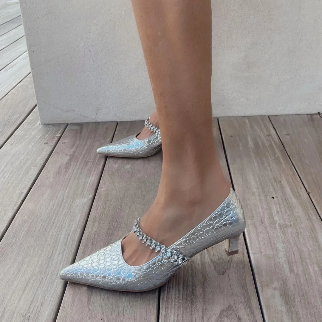 Antonella Embossed Patent Leather pump for Women, Girls