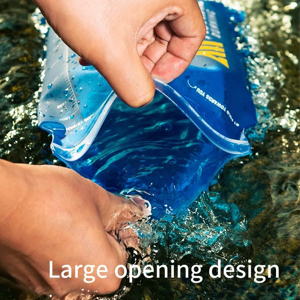 AONIJIE Foldable Hydration Bladder Water Reservoir 1.5L 2L 3L Leak Proof Easy Clean BPA Free Suitable for Bicycling Hiking Camping Hunting Running (Blue,1.5L)