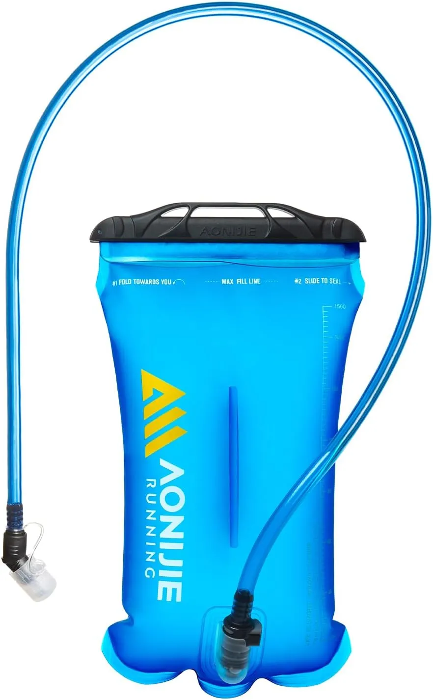 AONIJIE Foldable Hydration Bladder Water Reservoir 1.5L 2L 3L Leak Proof Easy Clean BPA Free Suitable for Bicycling Hiking Camping Hunting Running (Blue,1.5L)