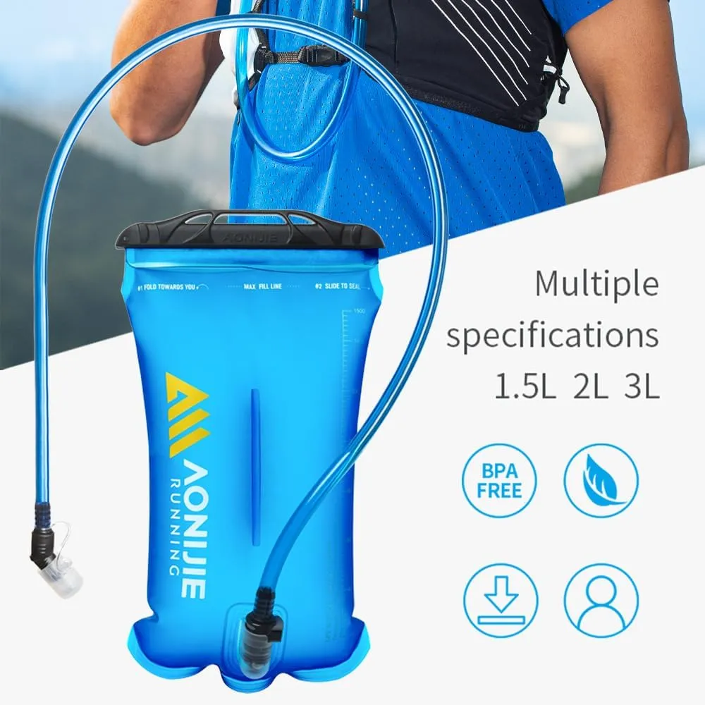 AONIJIE Foldable Hydration Bladder Water Reservoir 1.5L 2L 3L Leak Proof Easy Clean BPA Free Suitable for Bicycling Hiking Camping Hunting Running (Blue,1.5L)