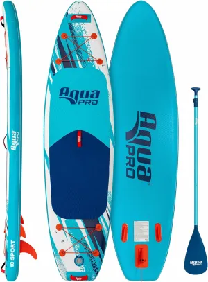 Aqua PRO Halcyon Sport Inflatable Stand-Up Paddleboard iSUP, Standard Design with Non-Slip EVA Deck, Includes Paddle, Ankle Leash, Pump and Carry/Storage Bag