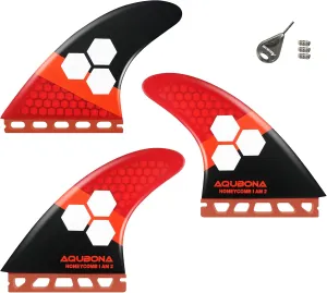 AQUBONA Dual Tab II G5 Tri Fin Set Surfboard Fins Fiberglass Fins for Surfing with Fin Bag Key Screw (Yellow, Single Tab) (Yellow)