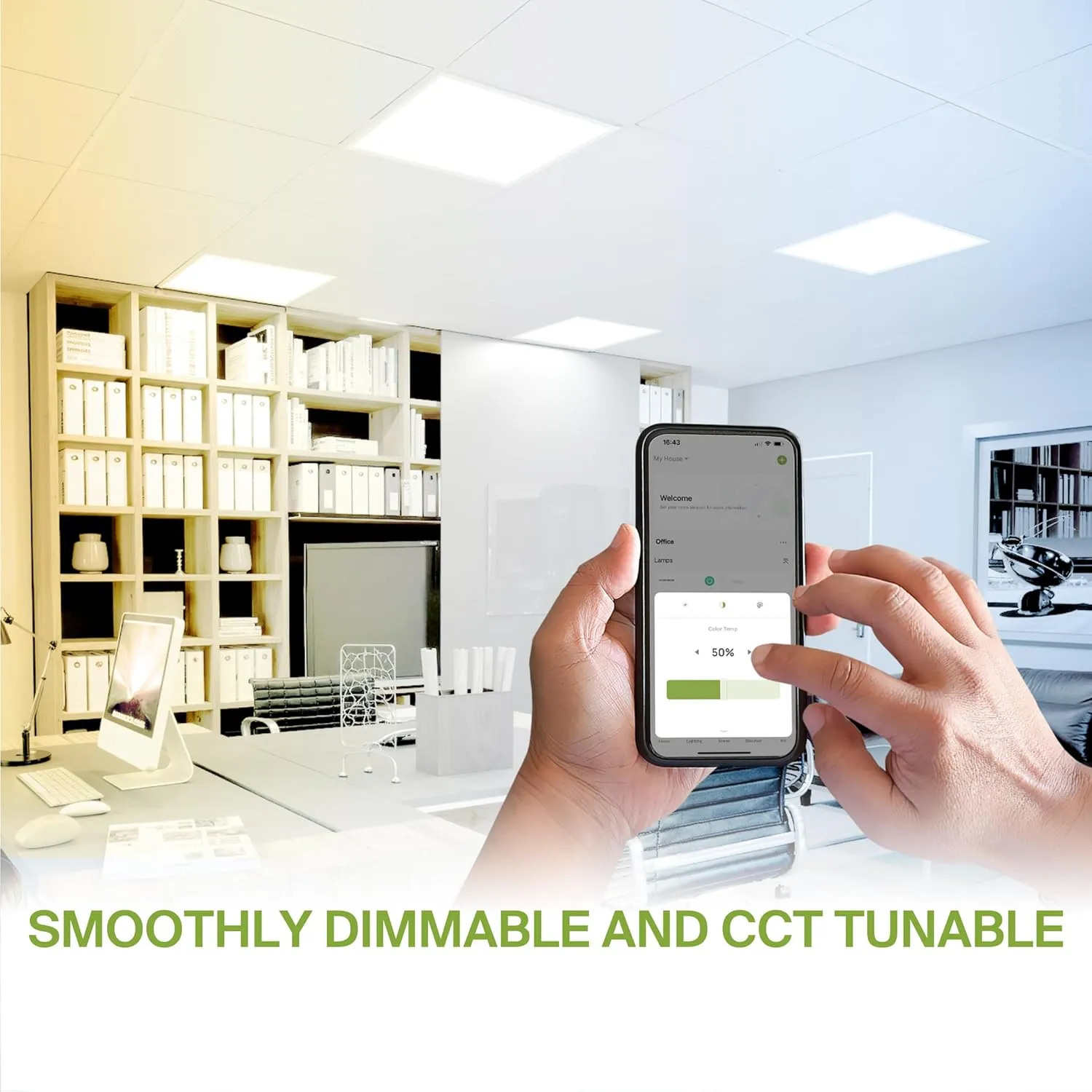ASD 2 Pack 2x2 Smart LED Flat Panel Light - 35W UL DLC | 4362LM 3500K 4000K 5000K Selectable Dimmable 2x2 LED Drop Ceiling Light Fixture | 2 x 2 Lights WiFi App Controlled Alexa & Google Assistant