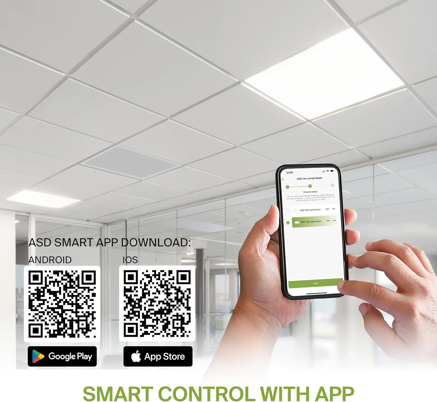 ASD 2 Pack 2x2 Smart LED Flat Panel Light - 35W UL DLC | 4362LM 3500K 4000K 5000K Selectable Dimmable 2x2 LED Drop Ceiling Light Fixture | 2 x 2 Lights WiFi App Controlled Alexa & Google Assistant
