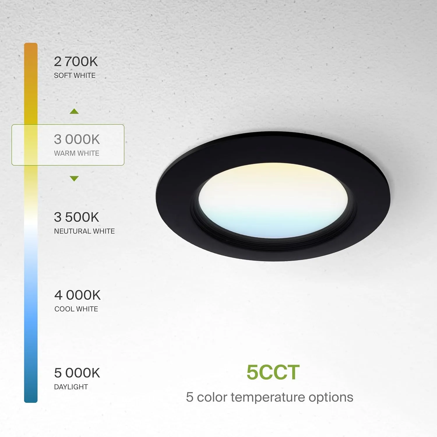 ASD Recessed Lighting 4 Inch, Round Commercial LED Downlight, Mini Panel Baffle Trim, 12W 120-277V, 5 CCT 2700K-5000K, Dimmable LED Ceiling Light Fixture, Black, ETL, 6 Pack