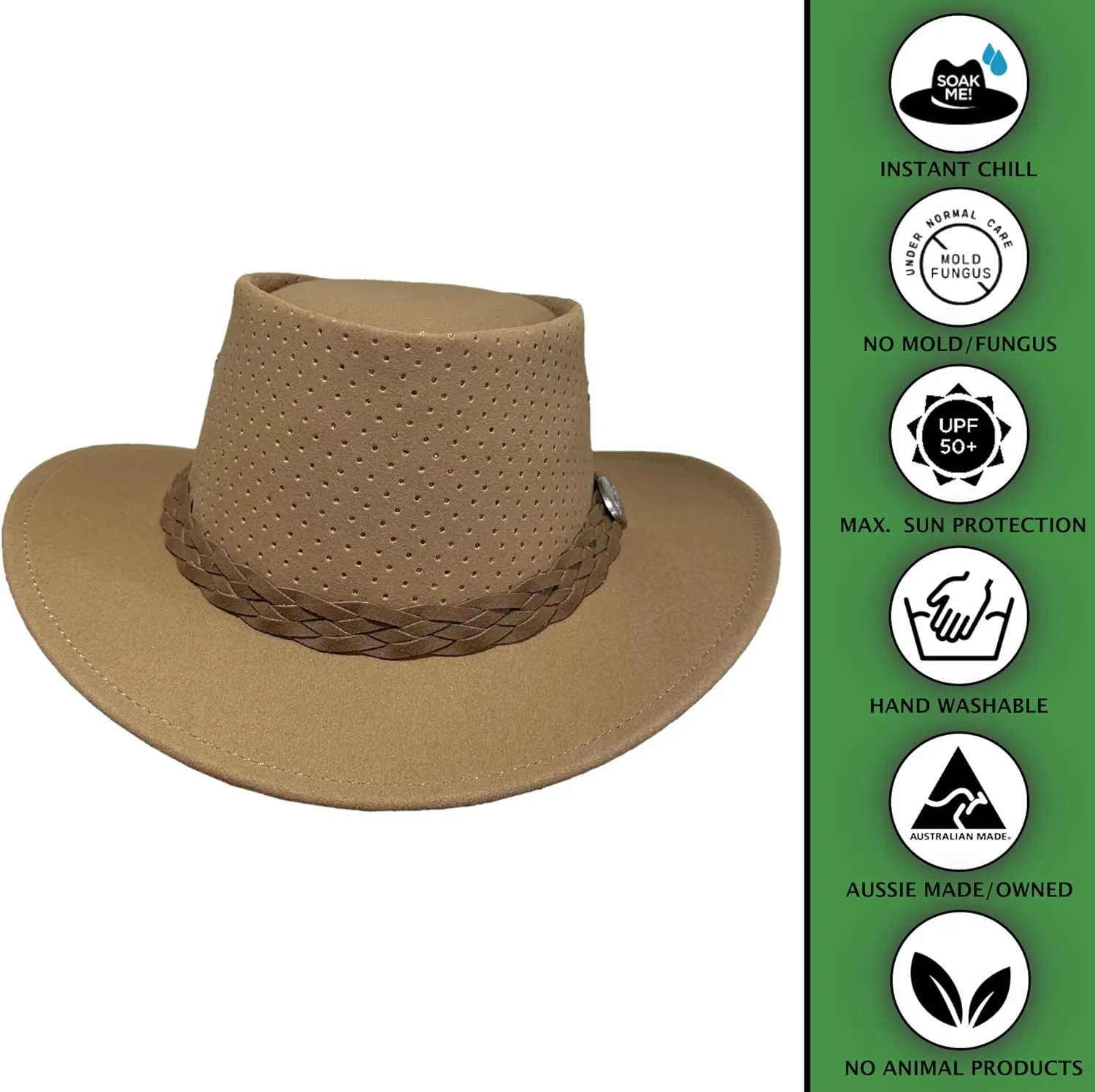 Aussie Chiller Bushie Golf Hat - Instant Cooling Headwear | 50  UPF Sun Protection - Designed for Men & Women.