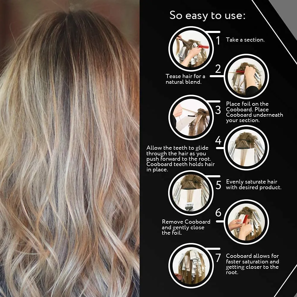 Authentic Cooboard Balayage Board with Teeth | Original Highlighting Paddle from The Maker of Cooboard Hair Highlighting Kit | Easy to Clean, Sturdy, Lightweight (Cooboard Blue)