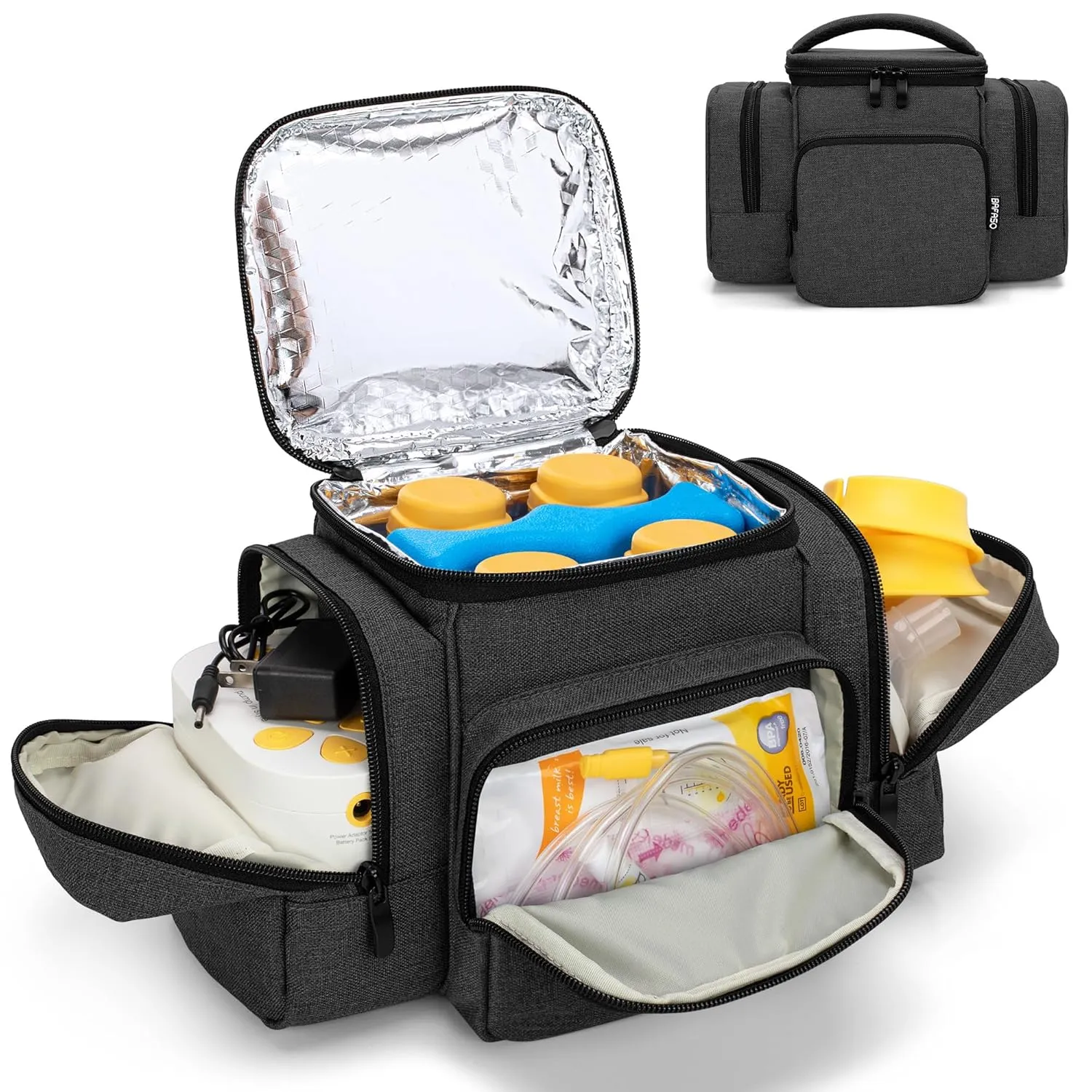 BAFASO Wearable Breast Pump Bag Compatible with Medela Pump in Style, Tote for Wearable Breast Pump and Extra Parts (Patent Pending), Black