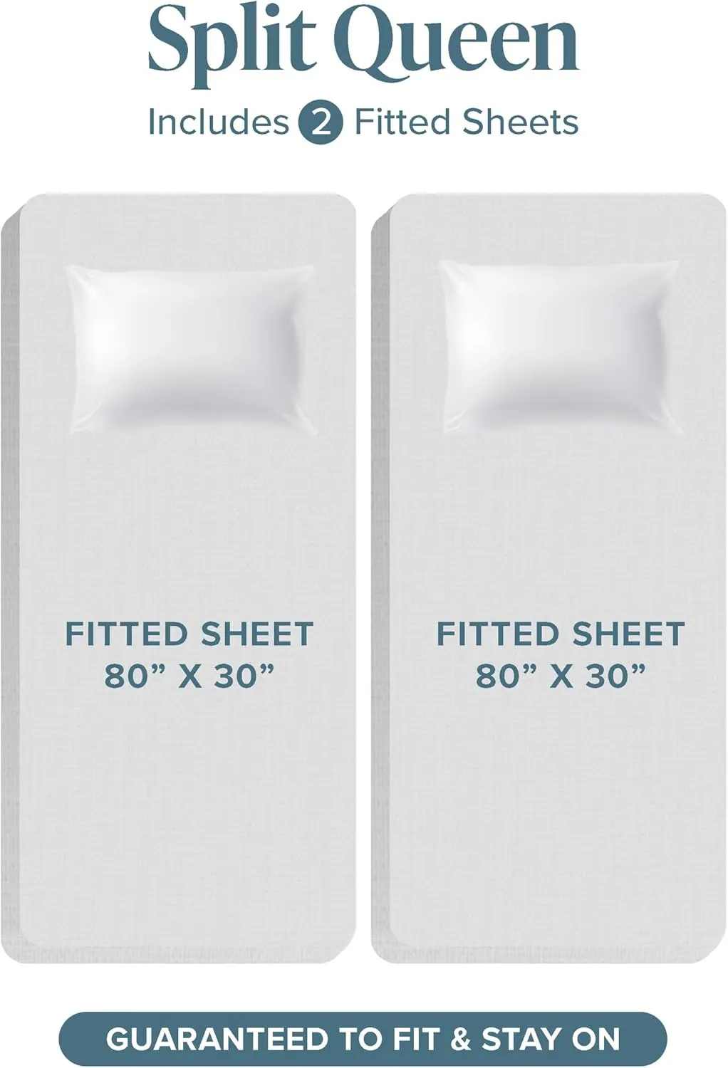 Bare Home Hotel Luxury Split Queen Sheet Set, Extra Soft, 7 Piece Set, Deep Pockets, Easy Fit, Cooling & Breathable, Wrinkle, Fade, Stain Resistant, Includes 4 Pillowcases (Split Queen, Grey)