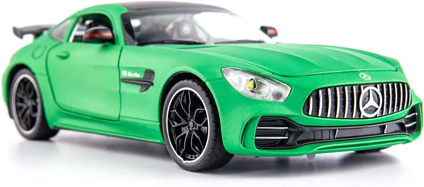 BDTCTK 1/24 Benz AMG GTR Toy Cars Model Car, Zinc Alloy Pull Back Toy car with Sound and Light for Kids Boy Girl Gift(Green)