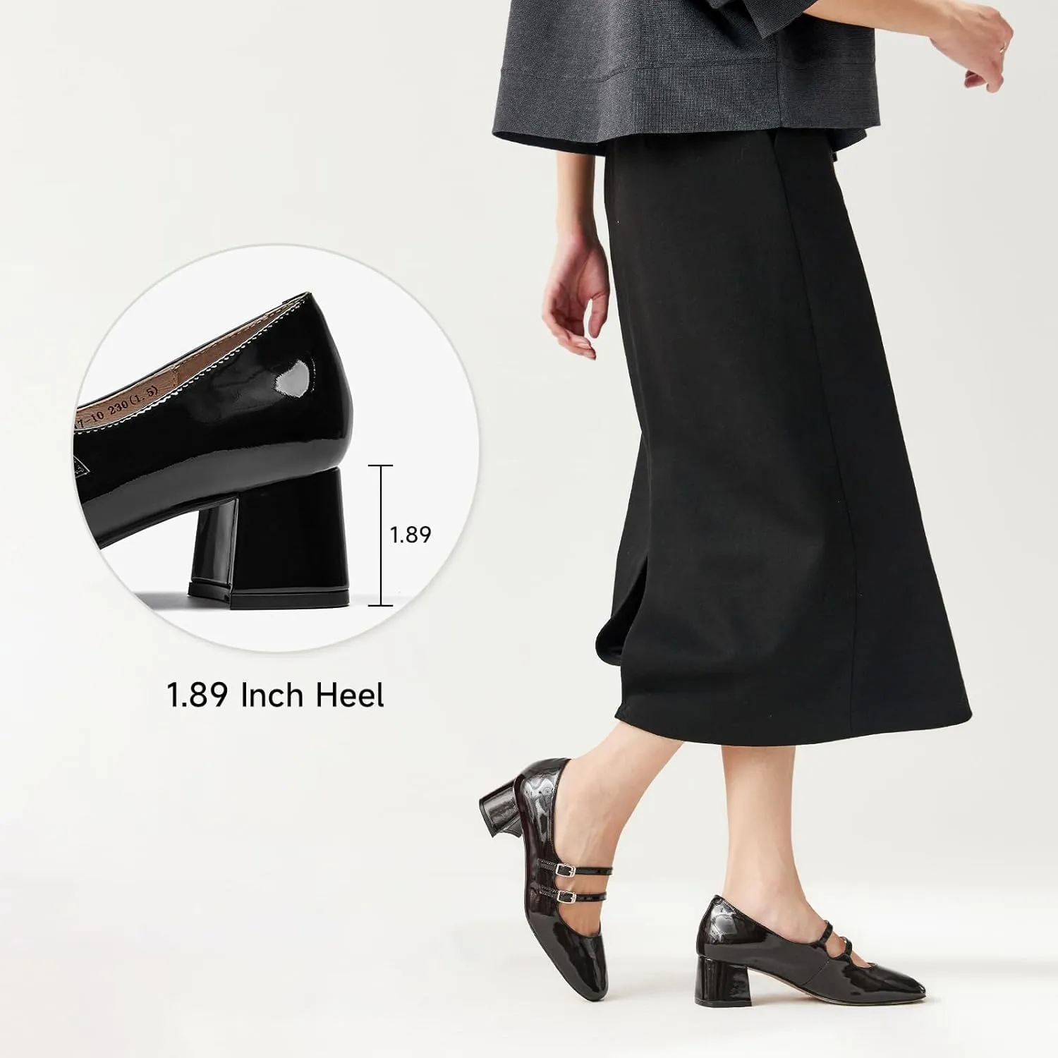 BEAU TODAY Mary Jane Pumps for Women, Women’s Chunky Heels Mary Janes Shoes, Patent Leather Pumps Platform Closed Square Toe Comfortable Buckle Strap Dress Shoes for Women