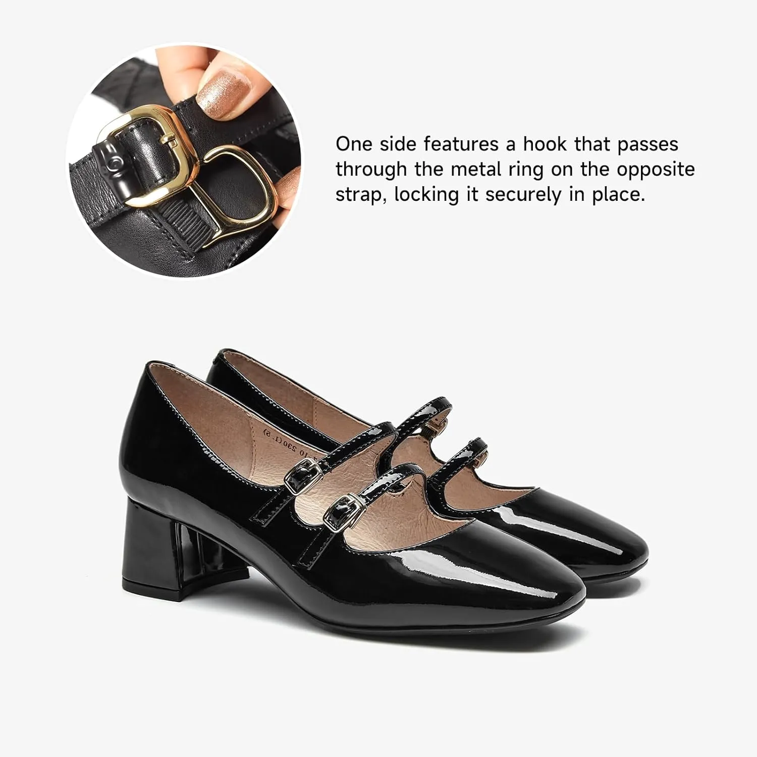 BEAU TODAY Mary Jane Pumps for Women, Women’s Chunky Heels Mary Janes Shoes, Patent Leather Pumps Platform Closed Square Toe Comfortable Buckle Strap Dress Shoes for Women