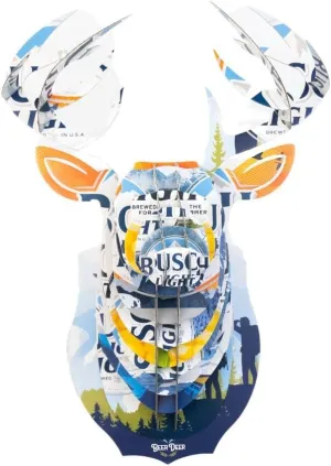 BEER DEER Busch Light Deer Head - 3D Cardboard Mount Wall Art - Man Cave Decor - Crafted for Garages, Bars, Country Rooms & Beer Lovers - Easy Assembly & Durable Design