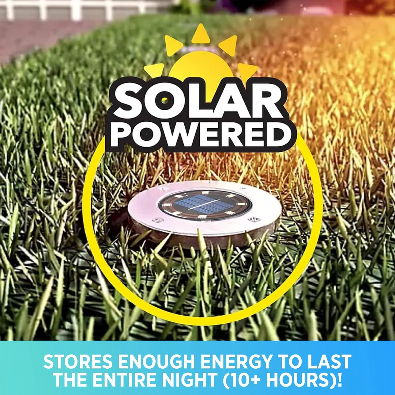 Bell Howell Swivel Disk Lights Solar-Powered In-ground 8-LED Flat & Landscape Lighting for Outdoor, Yard, Garden & Lawn – Wireless, Easy Installation, Stakes Included Deluxe As Seen On TV Set of 16
