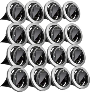 Bell Howell Swivel Disk Lights Solar-Powered In-ground 8-LED Flat & Landscape Lighting for Outdoor, Yard, Garden & Lawn – Wireless, Easy Installation, Stakes Included Deluxe As Seen On TV Set of 16