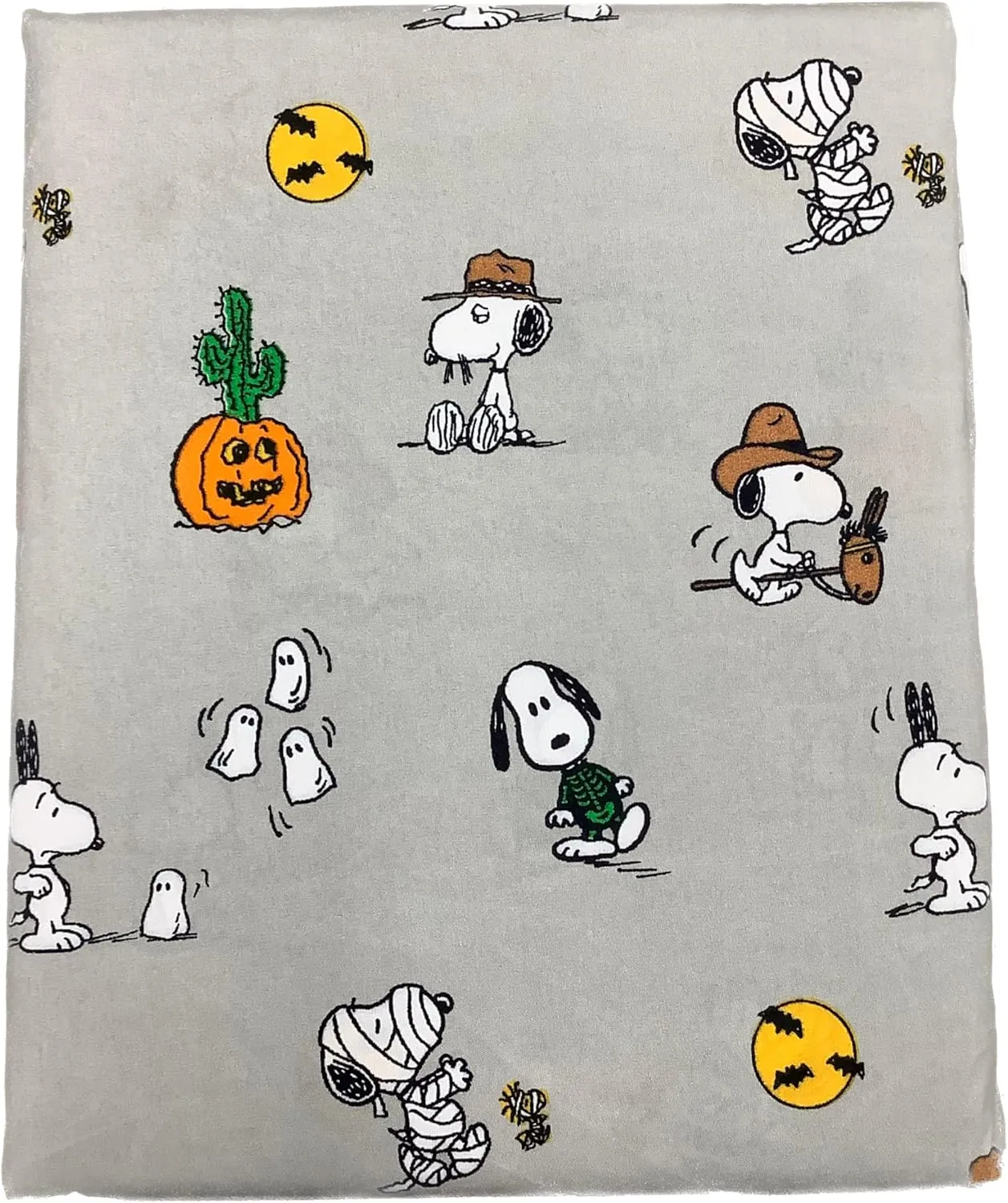 Berkshire Blanket & Home Co. Peanuts Halloween Fall Themed Sheet Sets (Gray - Halloween Costumes Zombie, Mummy & Cowboy, Queen)