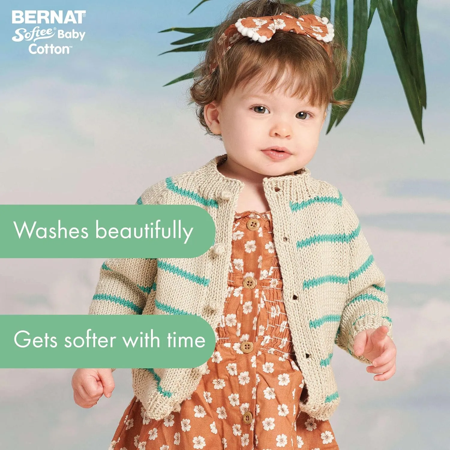 Bernat Softee Baby Cotton Aqua Mist Yarn - 3 Pack of 120g/4.25oz - Blend - 3 DK (Light) - 254 Yards - Knitting/Crochet