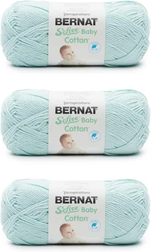 Bernat Softee Baby Cotton Aqua Mist Yarn - 3 Pack of 120g/4.25oz - Blend - 3 DK (Light) - 254 Yards - Knitting/Crochet