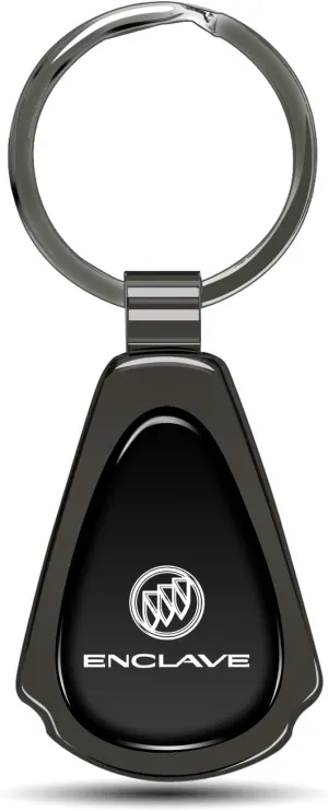 Black Dome Metal Teardrop Logo Key Chain Official Licensed for Buick Enclave