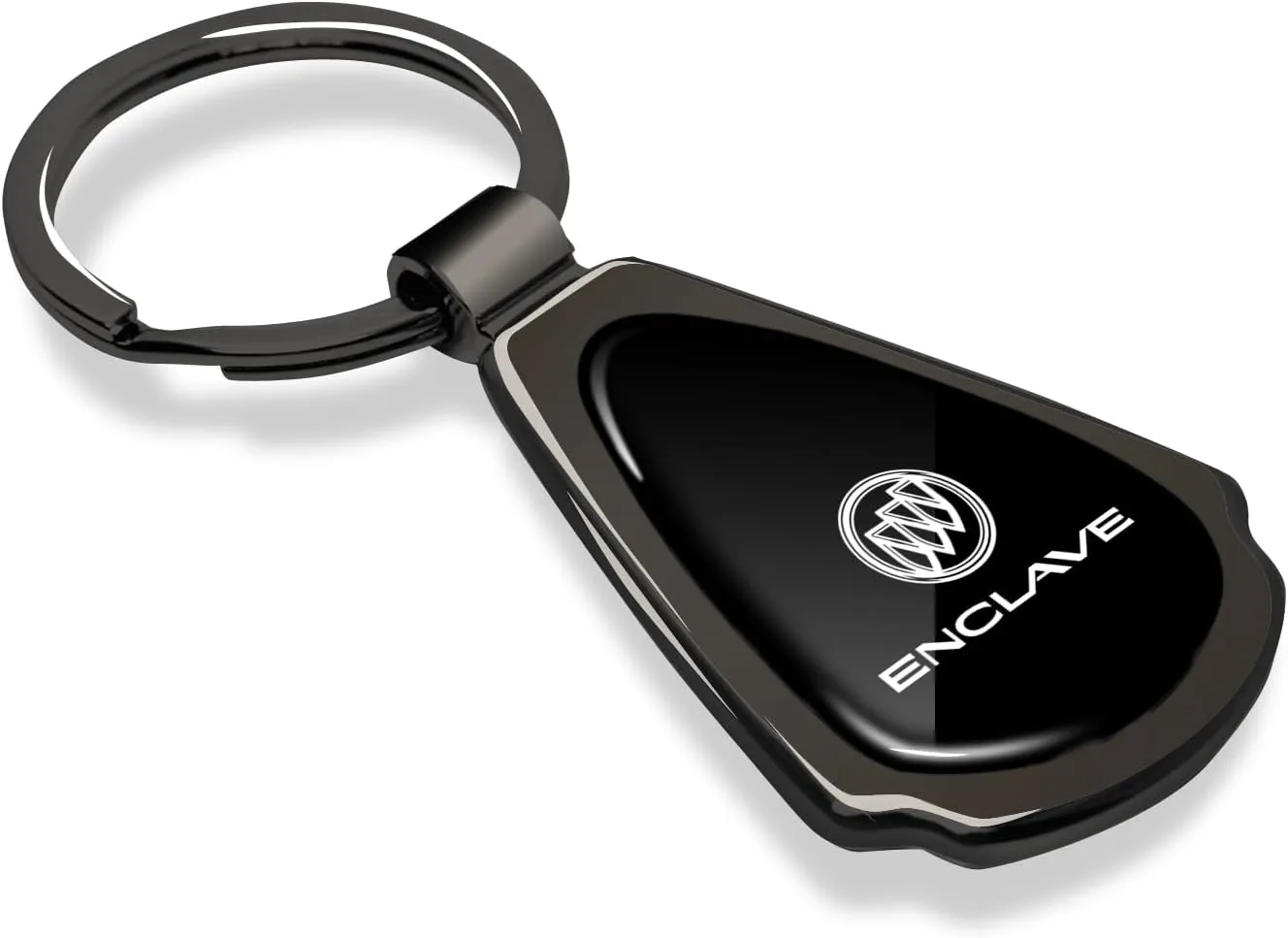 Black Dome Metal Teardrop Logo Key Chain Official Licensed for Buick Enclave