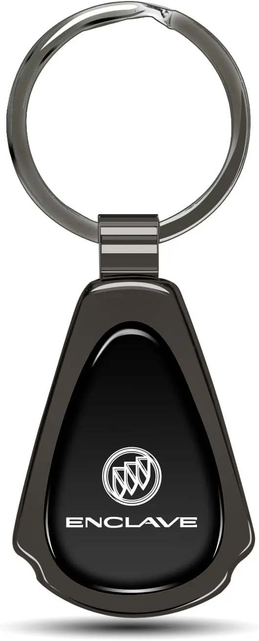 Black Dome Metal Teardrop Logo Key Chain Official Licensed for Buick Enclave